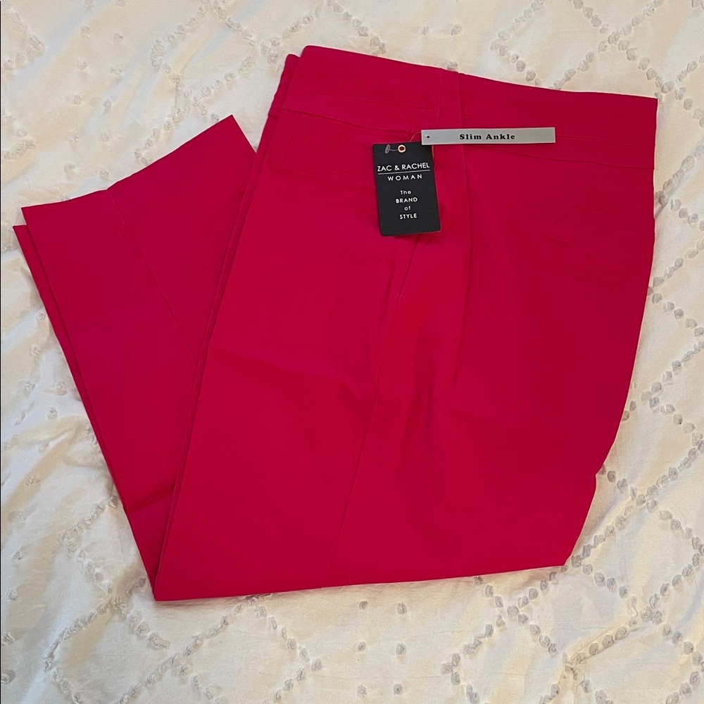 Zac & Rachel Women's Ankle Pants in Bold Pink love potion 22 women nwt